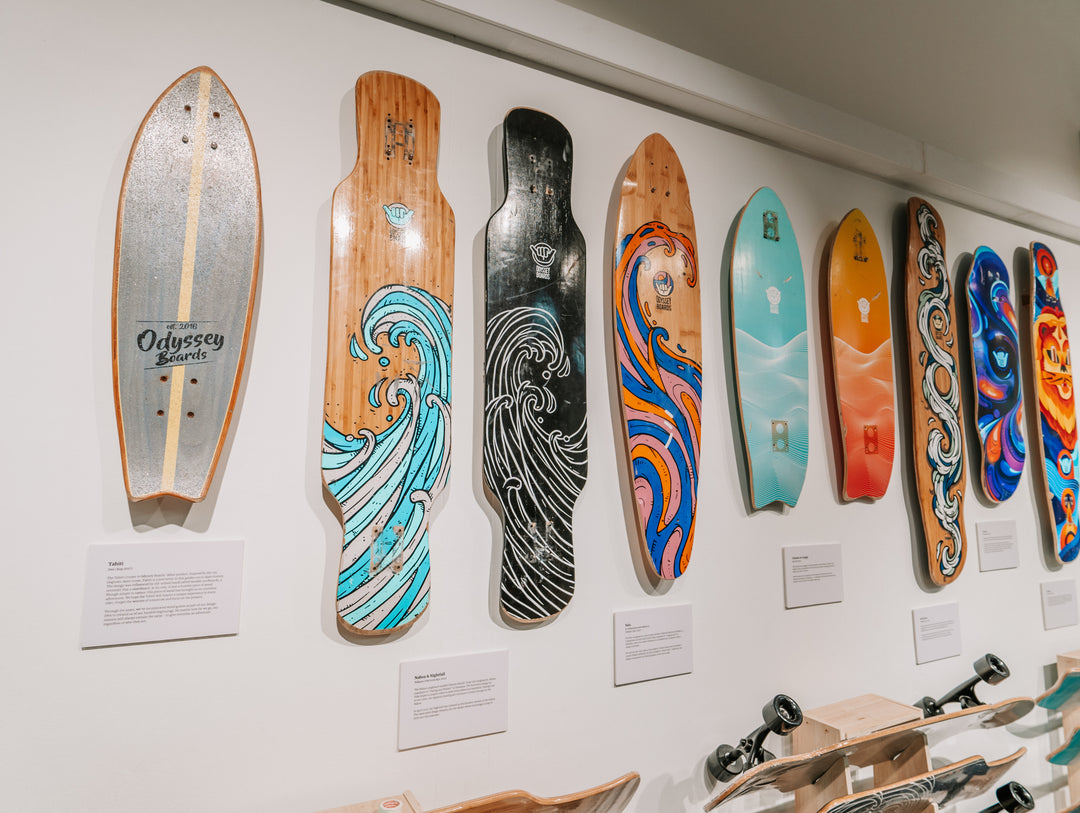 Surfskate and Longboard museum on the wall