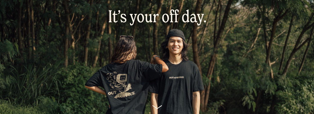 two friends in a relaxed black graphic t shirt