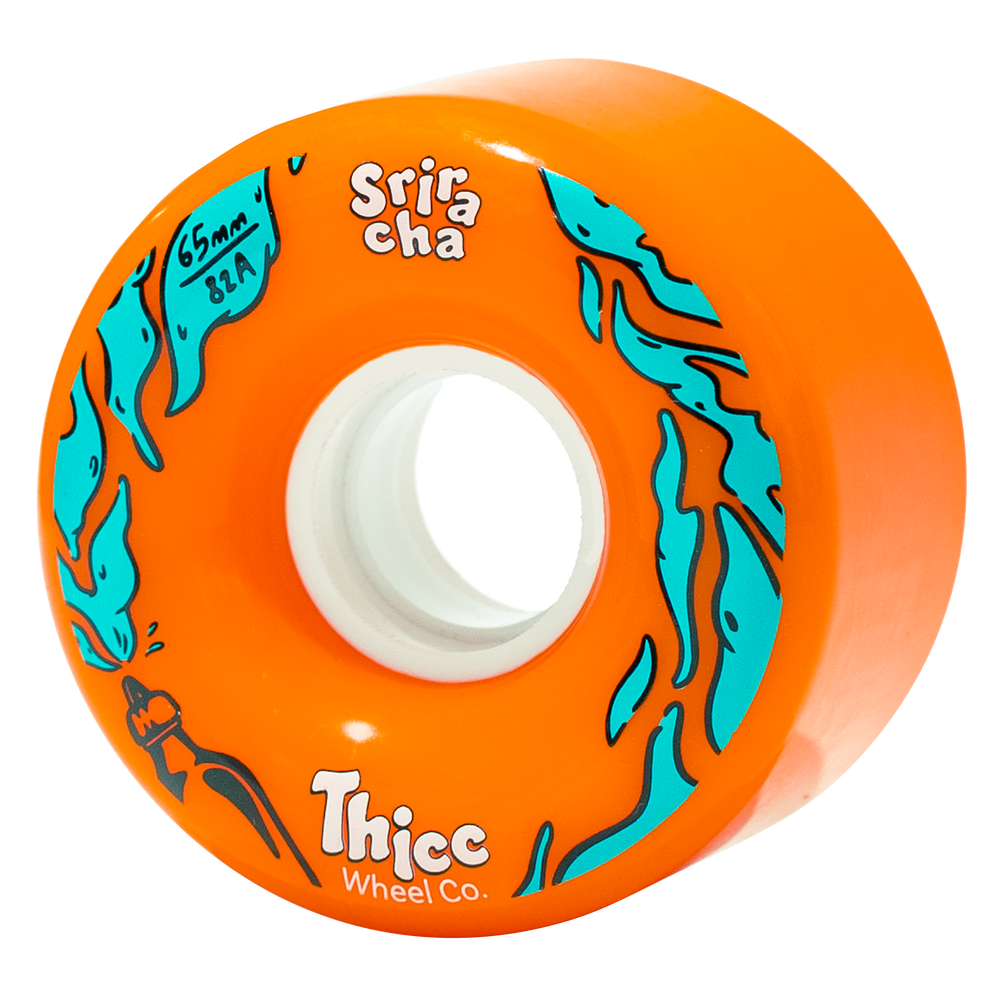 orange longboard and surfskate wheels 82a 65mm